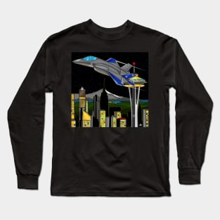 Space Needle Fly by Long Sleeve T-Shirt